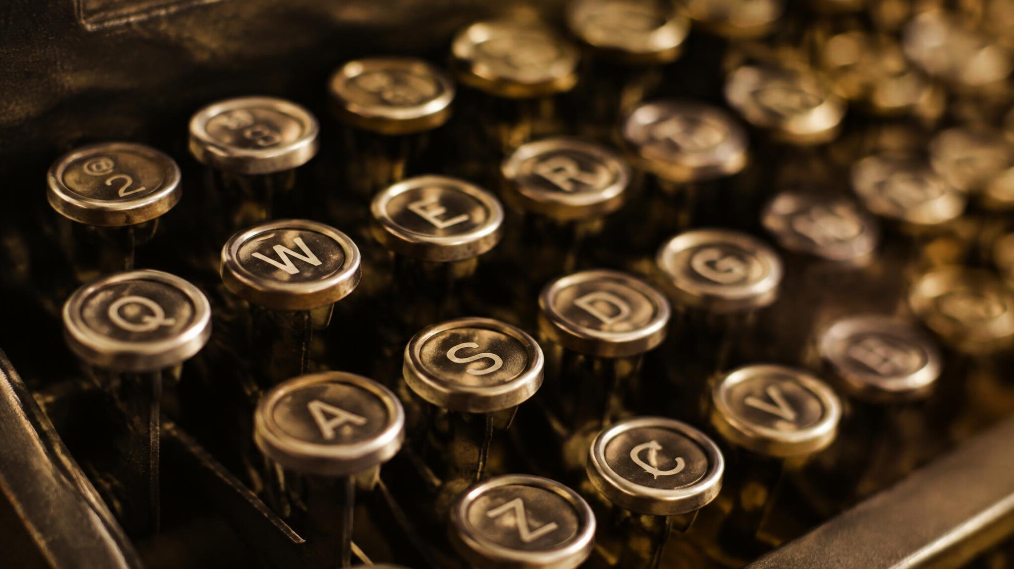 Close-up of vintage typewriter keys