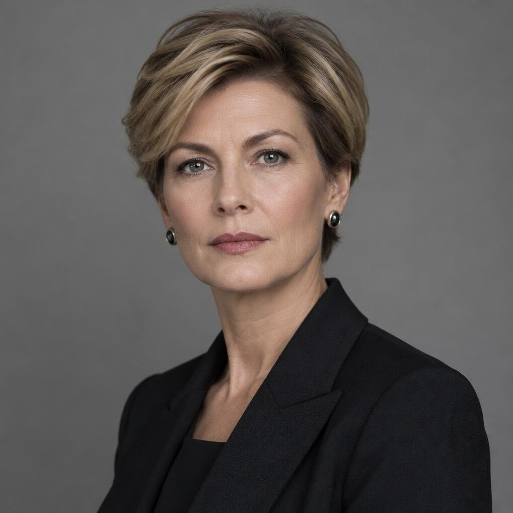 Elegant older woman portrait, serious expression